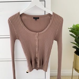 Ribbed Soft Brown Cardigan